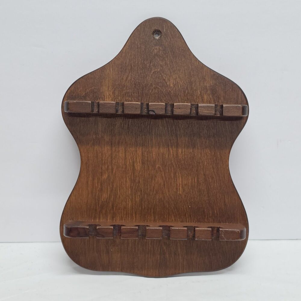 Vintage Wooden Spoon Display Rack Souvenir Spoons Wall Hanging Holder 12 Slots
